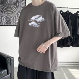 Printed half sleeve round neck slim fit fashion elastic short sleeve T-shirt